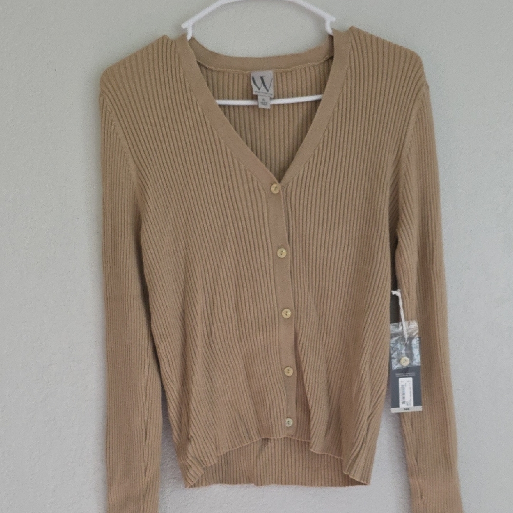 🔴Worthington Beige Ribbed Cardigan Sweater